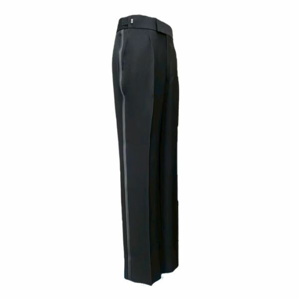 東京トリキン 側章入り ワンタック タキシードパンツ アジャスター付き No.9006 W76cm-97cm レギュラーシルエット 社交ダンス男性衣装 デモ タキシード パンツ 黒 無地 パンツ単品 軽量ポリエステル 黒無地 3cmピッチ スタンダード ラテン兼用 ブラック｜ダンスショップグレース店