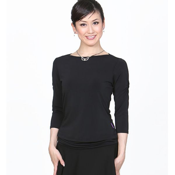 【Ｌサイズ】JOAN　新品社交ダンス　花柄肩フリルカットソー紺90042 imgrc0166960162.jpg