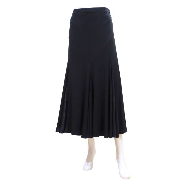 【新入荷】PAPILLON サテン切り替え ストレッチ ロングスカート No.802 ブラック Lサイズ 社交ダンス衣装 レッスン パーティー パピヨン 高品質 美シルエット 蹴回したっぷり 広がる ドレッシー ウエスト総ゴム 横ファスナー 送料無料｜ダンスショップグレース店