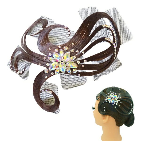 【オーダー可能】多美咲 オーナメント XR085 ストーン付き ストーンなし 全18色 社交ダンス ヘアアクセサリー 使いやすい ビッグ フェイスライン サイド バック ショートカット 艶タイプ 大きめ 髪飾り カラバリあり ヘアピース画像