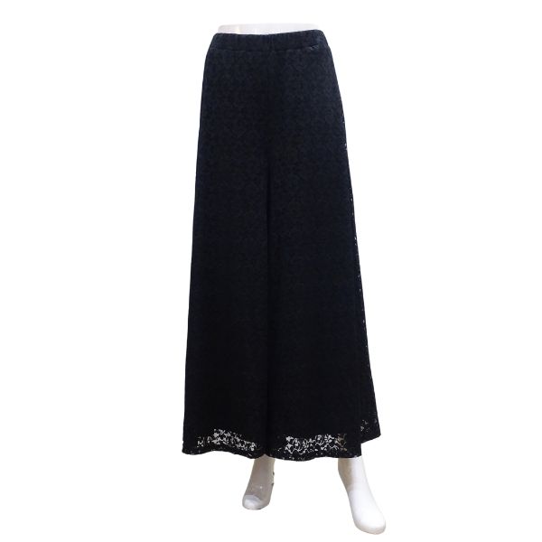 【新入荷】柄レース ワイドパンツ 2511012 ブラック スカパン 社交ダンス レディース 衣装 レッスン パーティー 黒 ストレッチレース 女性パンツ 女性レッスンウエア 練習パンツ パーティー衣装 スカパン キュロットスカート ウエスト総ゴム