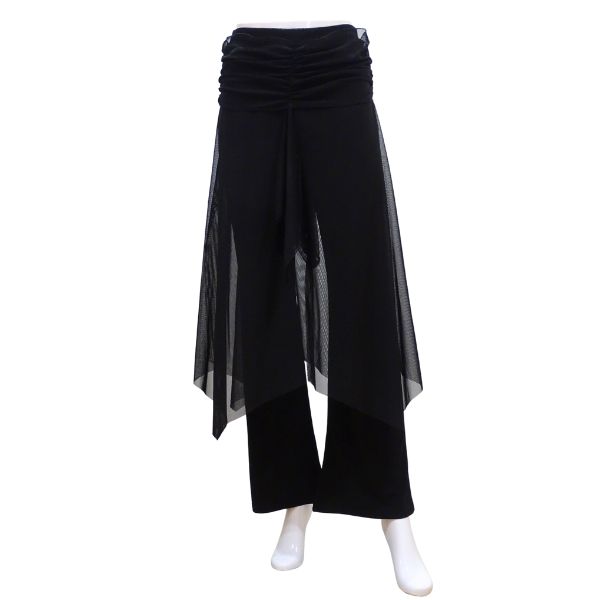 【新入荷】ひらひらつきパンツ No.2265 フリーサイズ ブラック 社交ダンス レディース 衣装 黒 レッスン から パーティー まで 使える ピーターパンカットのひらひらスカート縫い付けパンツ画像