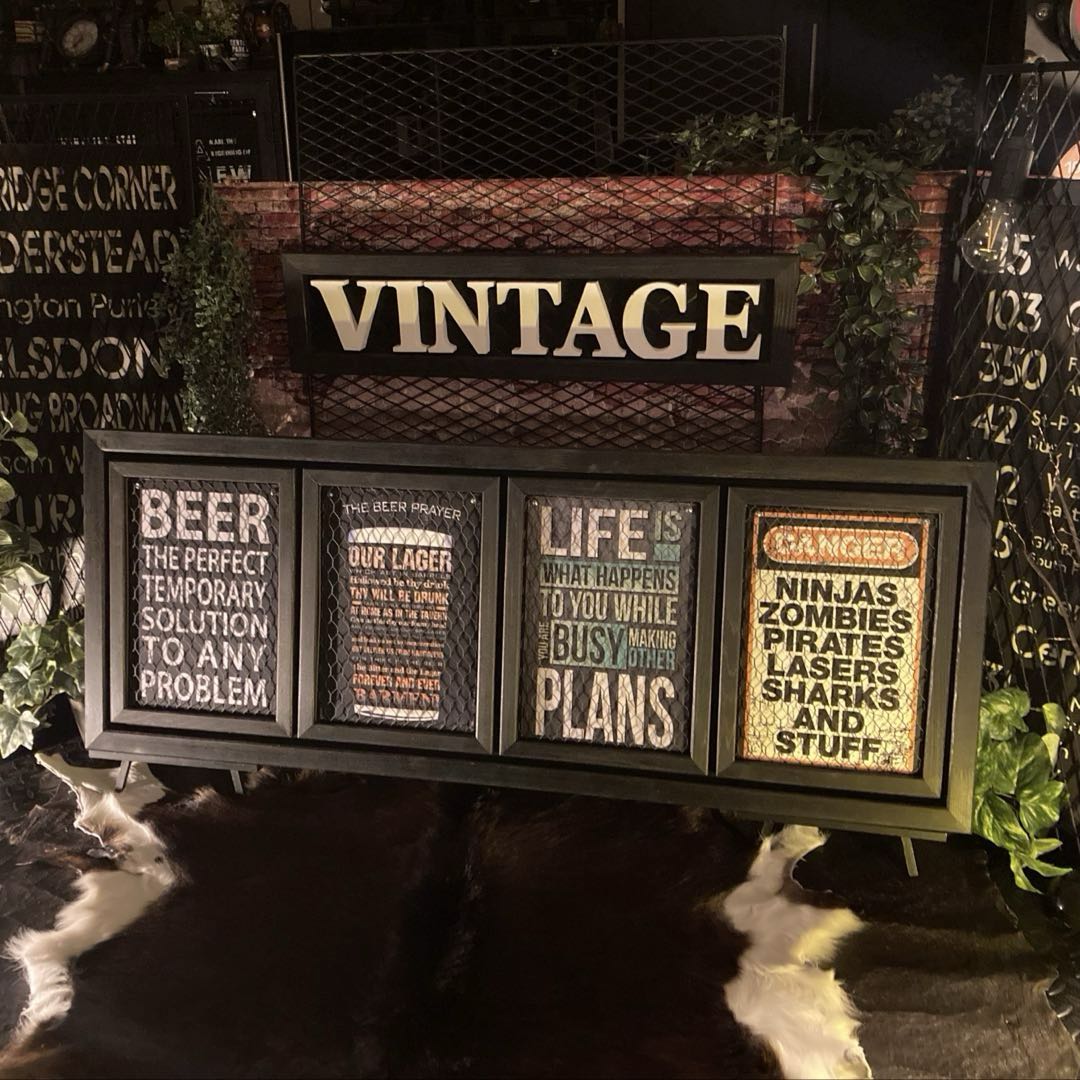 永久保存版｢NEWYORK VINTAGE CAFE｣ 4連奏 高級アートパネル ブルックリンスタイル 男前インテリア アートパネル アメリカンビンテージ カフェインテリア インダストリアル VINTAGE バスロールサイン レストランアート BROOKLYN マンハッタン DandyLifeSpace