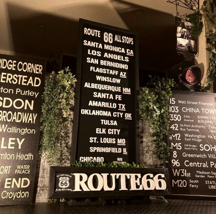 BLACK VINTAGE ROUTE66アート(額付き)!! ブルックリンインテリア 男前インテリア アメリカンビンテージ カフェインテリア  インダストリアル バスロールサイン BROOKLYN NEWYORK アートパネル 店舗什器 ROUTE66 VINTAGE  DandyLifeSpace 壁紙・装飾フィルム