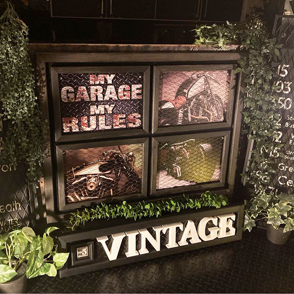 ｢INDUSTRIAL-VINTAGE｣!! 4連メタル製アイアンメッシュアート!! 男前インテリア アメリカンビンテージ アートパネル インダストリアル HARLEYDAVIDSON ガレージインテリア ハーレーダビットソン 店舗什器 アートパネル ブリキ看板 店舗展示品 DandyLifeSpace｜Dandy Life Space 店