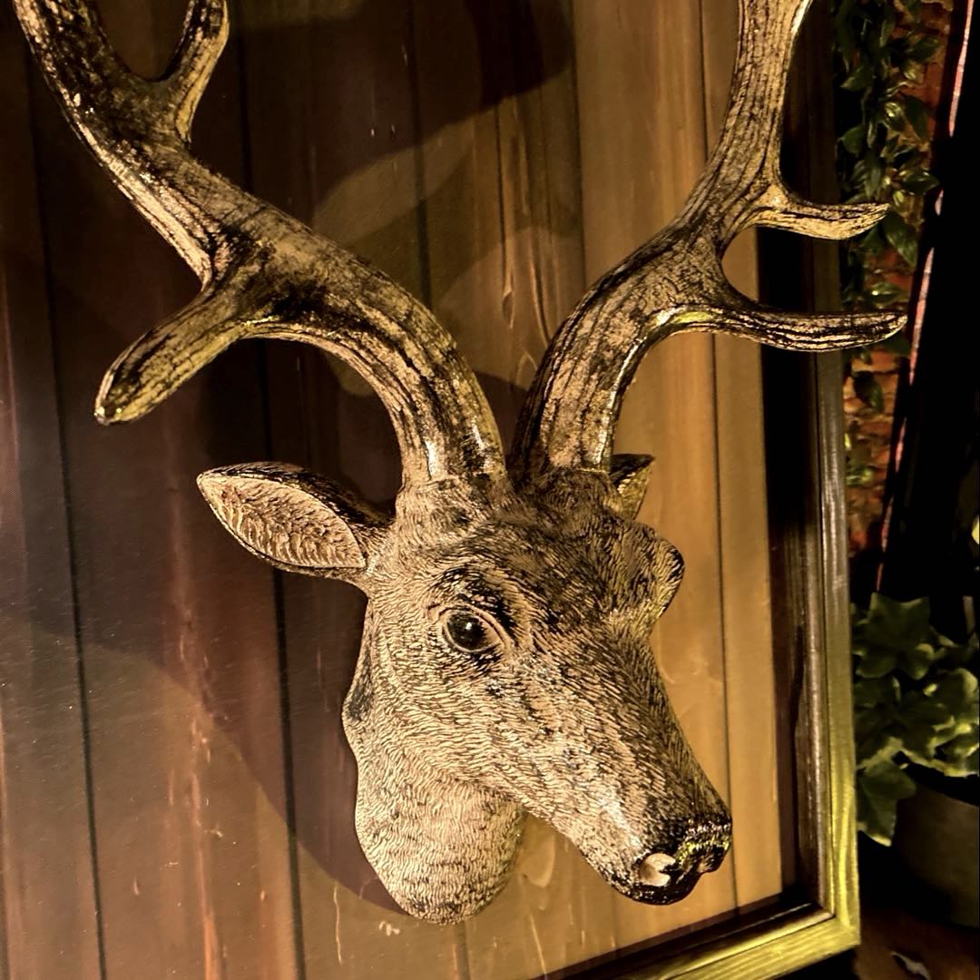 ｢DEER｣Type.B高級ANIMAL HEAD(レプリカ)＆専用ウッドパネル ブルックリンインテリア 男前インテリア アメリカンビンテージ カフェインテリア インダストリアルインテリア バスロールサイン アニマルヘッド オールドアメリカン DandyLifeSpace