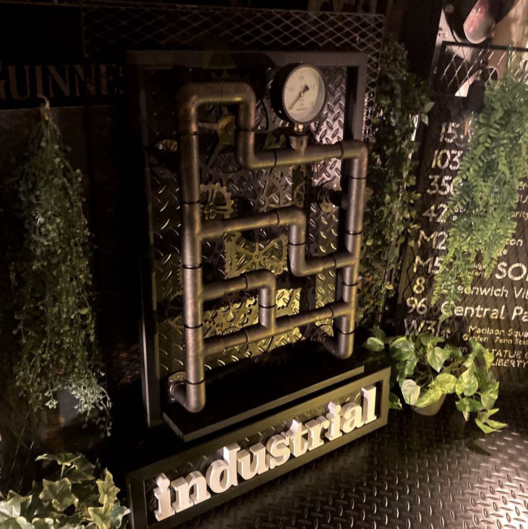 ｢INDUSTRIAL PLUMBING ART｣ GEAR＆配管工業作物ダイアログボックス ブルックリン表現スタイル 男前室内装飾 配管工業室内装飾 BROOKLYN アメリカンビンテージ バス発着場器具 industrial 水蒸気張りさける 男の駆け込み寺表現スタイル インダストリアル ミッドセンチュリーインテリア DandyLifeSpace