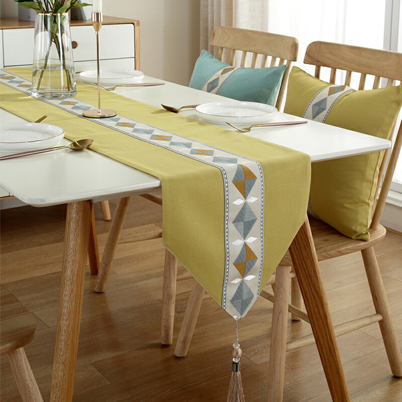 楽天市場 テーブルランナー 綿 長方形 無地 コットン フリンジ付き 北欧 テーブルカバー おしゃれ 33 210cm 家庭用 業務用 レストラン用 洗える Danimo 楽天市場店