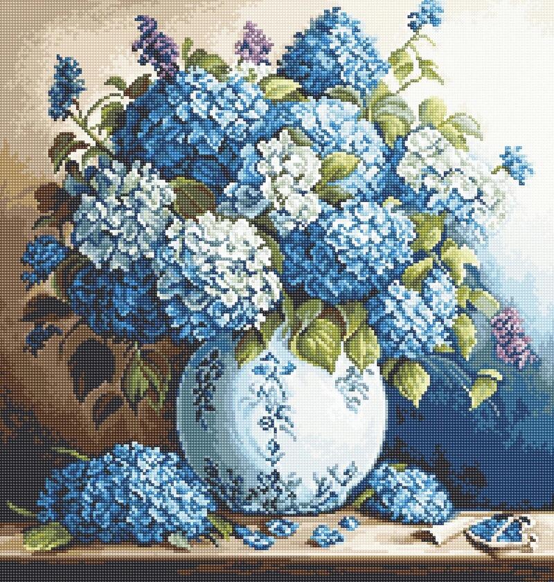 Luca-S 差し交わす編み目刺しゅう一揃いの道具 ルーカス 【Vase with Hydrangeas】お取り寄せ商いもの/納期30～90日座標軸