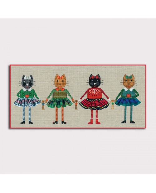 Four Scottish Cats In Skirts