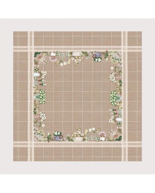Le Bonheur des Dames クロスステッチ刺繍キット 輸入   お花のテーブルクロス  フランス 上級者 6036