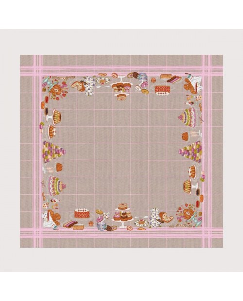 Le Bonheur des Dames クロスステッチ刺繍キット 輸入   お菓子のテーブルクロス  フランス 上級者 6036