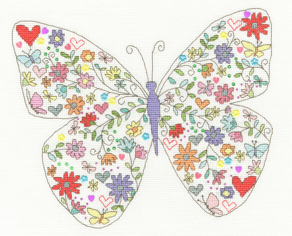 ボッシースレッドクロスステッチキット　イギリス製　初心者から中級者向き　Lovely Butterfly / 愛らしい蝶