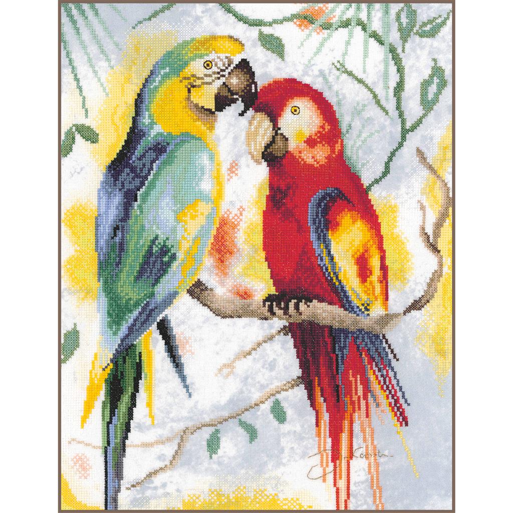 ラナーテ 差し交わす編み目 刺しゅう一揃いの道具 【PARROT TALK 】LanArteつづき物  インポートししゅう一揃いの道具  ベルギー 中級者から上級者針路