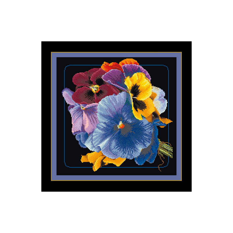 テア グーベルヌール クロスステッチ刺繍キット 【Pansies】中級者ー上級者向き ☆お取り寄せキット(納期は30-90日程度)|ダーニッシュエンブロイダリー