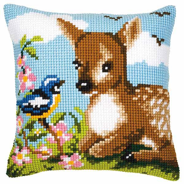 ベルバコ クロスステッチ 刺繍キット 【鳥とバンビのクッション】 動物　ベルギー