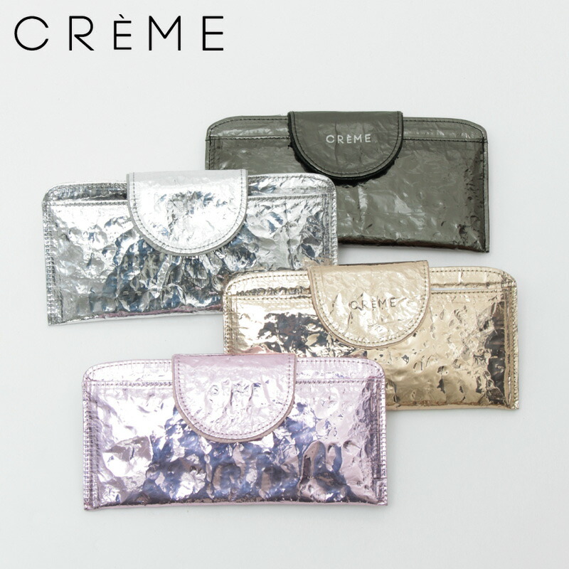 【クーポン】CREME クレム 財布 Lamina Steal イタリア製 長財布 薄型長財布 かぶせ 本革 メタリック レディース M78 14050 ★