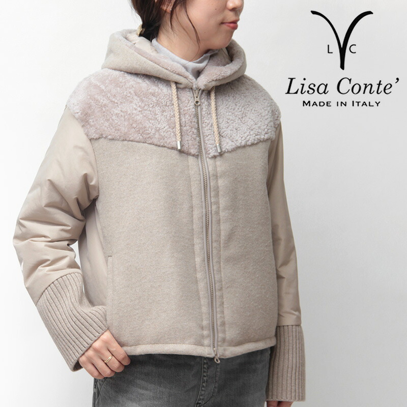 Lisa Contee 【楽天市場】【クーポン】【30%OFF】Lisa Conte コート リサ コンテ ショート丈 フード付き ファー ウール 中綿 秋 冬 羊革 ...