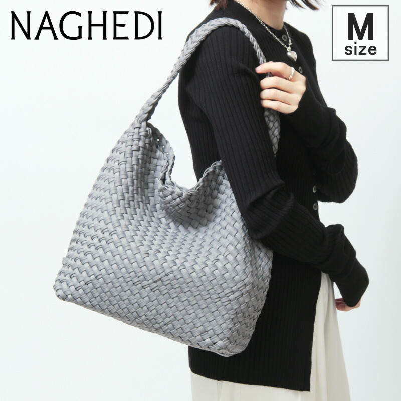 〔クーポン〕【26秋冬 新作】【正規品】ナゲディ バッグ NAGHEDI ショルダーバッグ メッシュバッグ ワンショルダー ミディアム Mサイズ A4 横入れ nomad medium hobo double weave ノマド ホーボー ダブルウィーブ SN04023VU ポーチ付き 編み込み レディース プランド ★｜DANJO バッグ 財布 シューズの通販