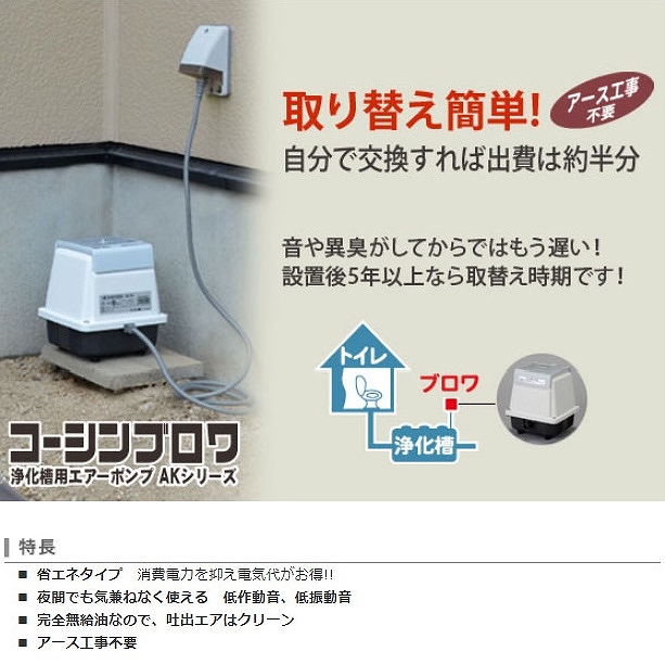 ブロワポンプ ダイヤフラム式 60l 分 省エネ 大吐出 静音 曝気用コンプレッサー 水槽 池 浄化槽用 エアーポンプ 簡単 楽 軽量 無給油 アース工事不要 Umu Ac Ug