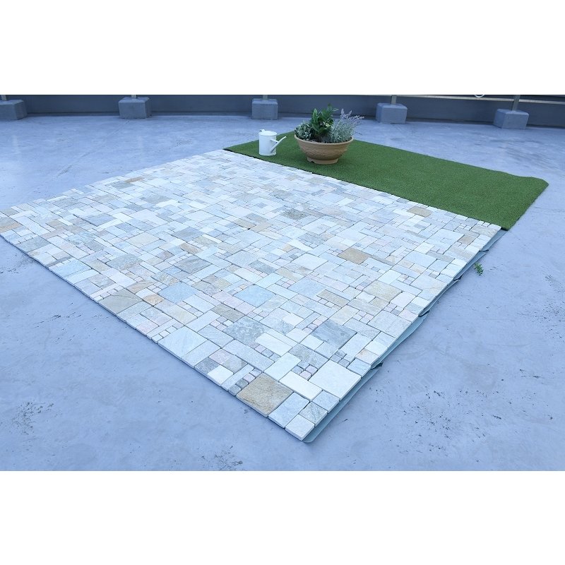 楽天市場 石畳 庭 おしゃれ タイル ジョイントマット 天然石マット 4枚組 ローマ調 防草 簡単 雑草対策 ガーデニング ガーデン アプローチ タイルマット 屋外 置くだけ 敷くだけ エクステリア 防草タイル 遮光 防草シート 雑草対策 除草シート ダントツonline