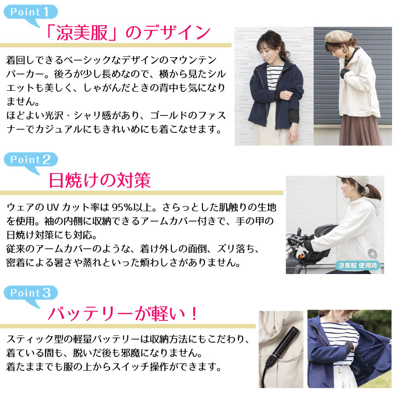 楽天市場 Uvカット空調服 涼美服セット ファン内蔵 レディスパーカー Daponline