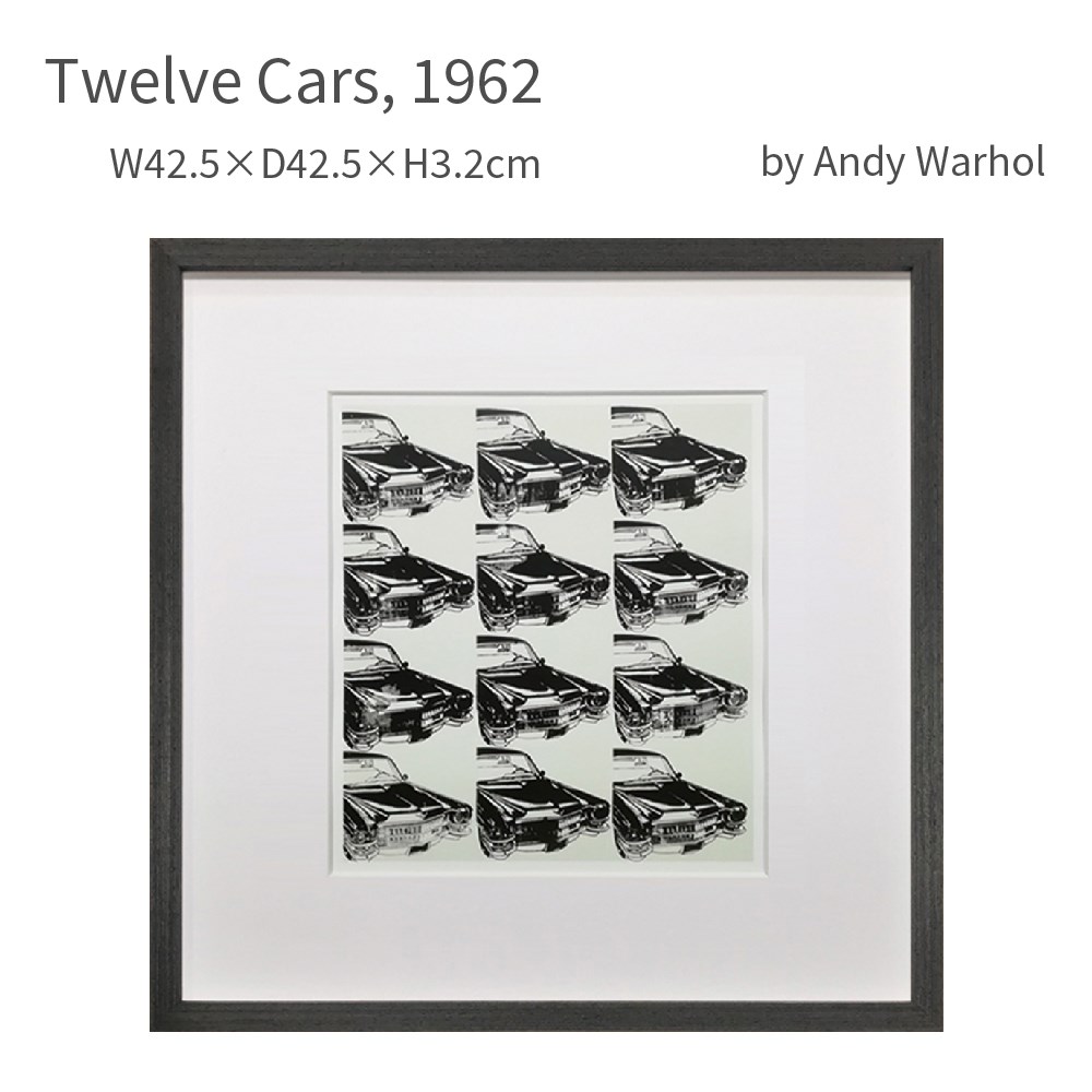 アートパネル アンディーウォーホル 車 モノクロ 12分割 絵画 42.5×42.5cm インテリア 天然木 フレーム ポップアート|Dapper-s. Room 店