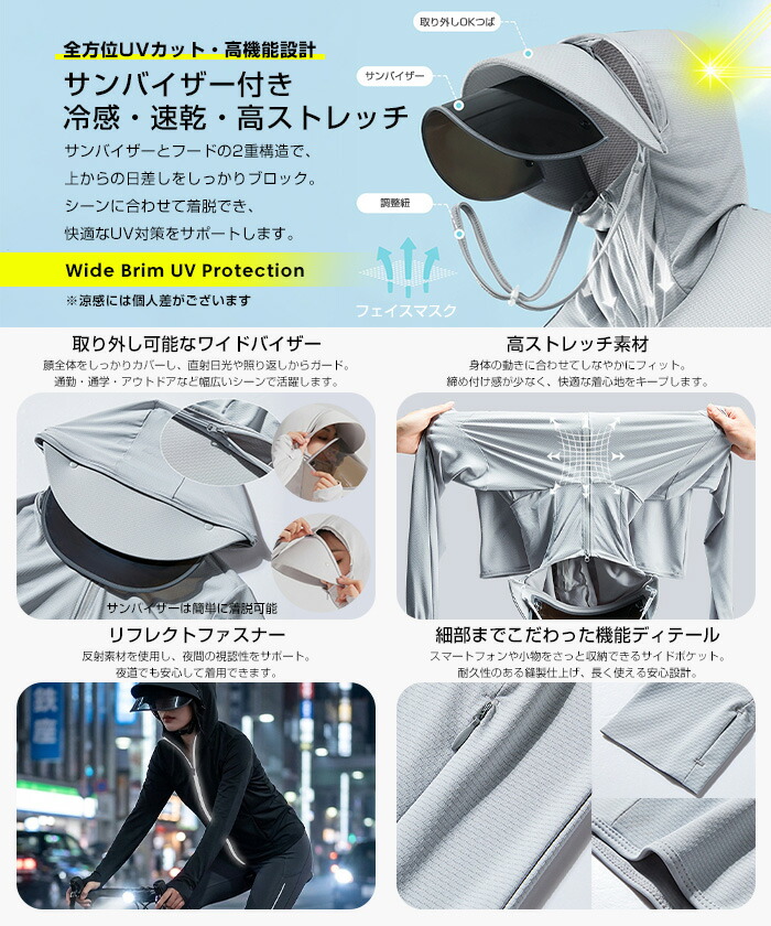 77%OFF【特別価格：990円→1,490円！】【年間ランキング3位】 UVパーカー UV UPF50+ UVカット ラッシュガード レディース 自転車 長袖 薄手 日焼け止め スポーツ ジム ヨガ マスク つば バイザー【完全防備UVカットパーカー】Aタイプ/Mサイズ/ピンクがページ内最安 a_bag