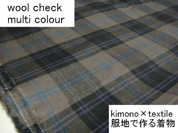 【送料無料】お仕立て付きウール羽織・コート★黒グレー系チェック柄★wko216ha|大阪のきものやさん~だるまや~