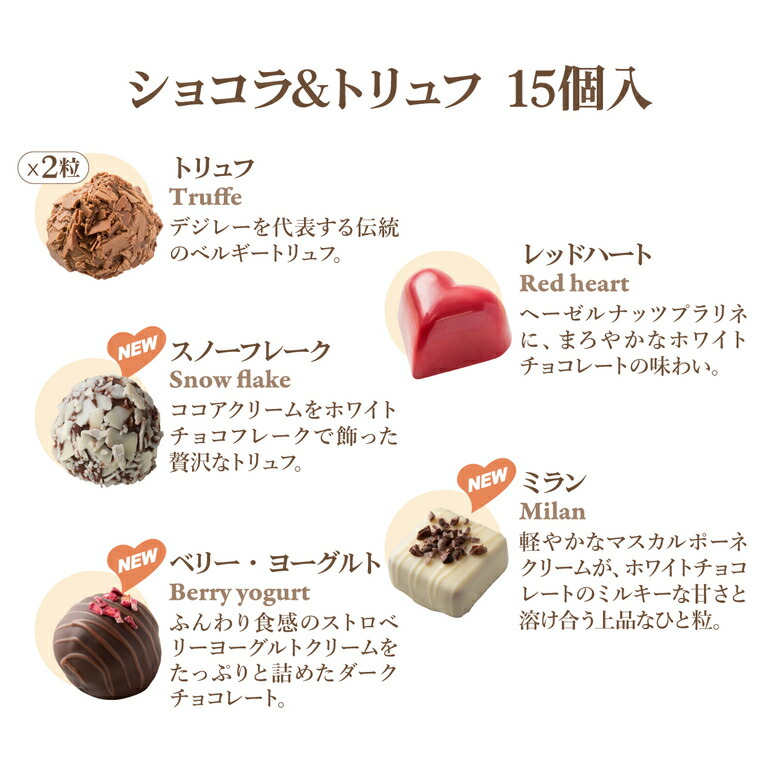 デジレー ショコラ＆トリュフ15個入 ホワイトデー チョコ 2026 年に1度