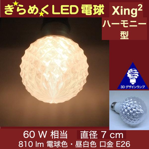 3Dデザイン電球 Xing4 40W相当 サイズ12cm おしゃれ きらめく きらめき