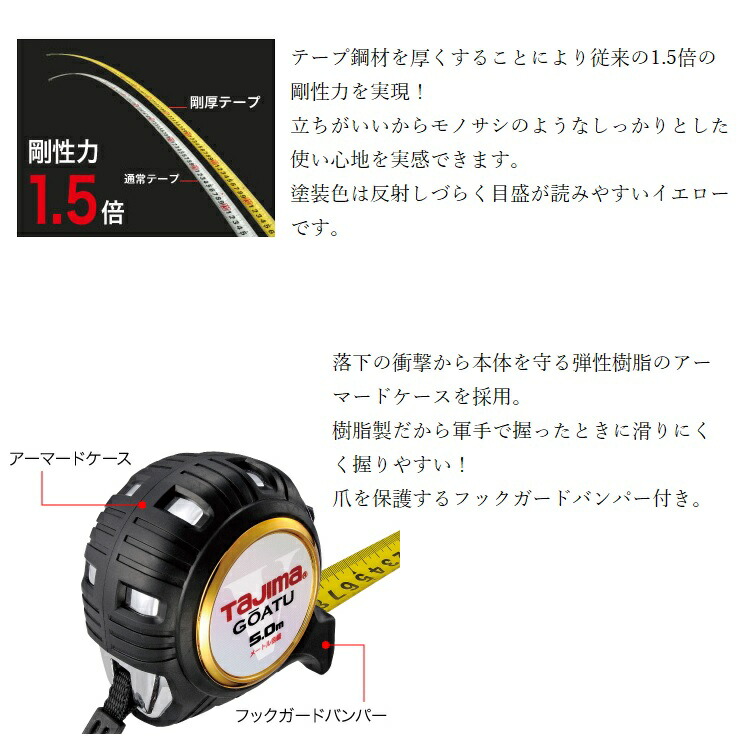 爆売り Tajima GAGL2550 剛厚テープ5m×25mm タジマ コンベックス 剛厚Gロック