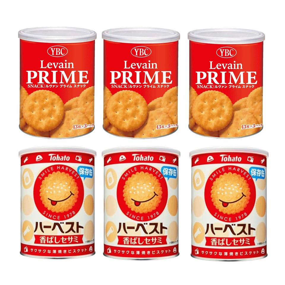４月１４日２０時～お買い物マラソン開始！！※要エントリー＼ 6個(各3個) ／ ヤマザキビスケット ルヴァンプライム保存缶 S 13枚×3P ＋ 東ハト ハーベスト保存缶 8包 非常食 防災グッズ 保存食 防災･常備用･非常食