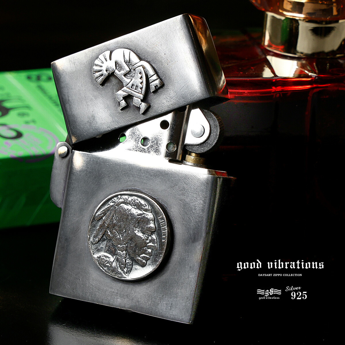 good vibrations グッドバイブレーション Zippo ジッポライター コイン ココペリ シルバー925 真鍮 ブラス いぶし加工 メンズ レディース 正規品 ギフト 送料無料