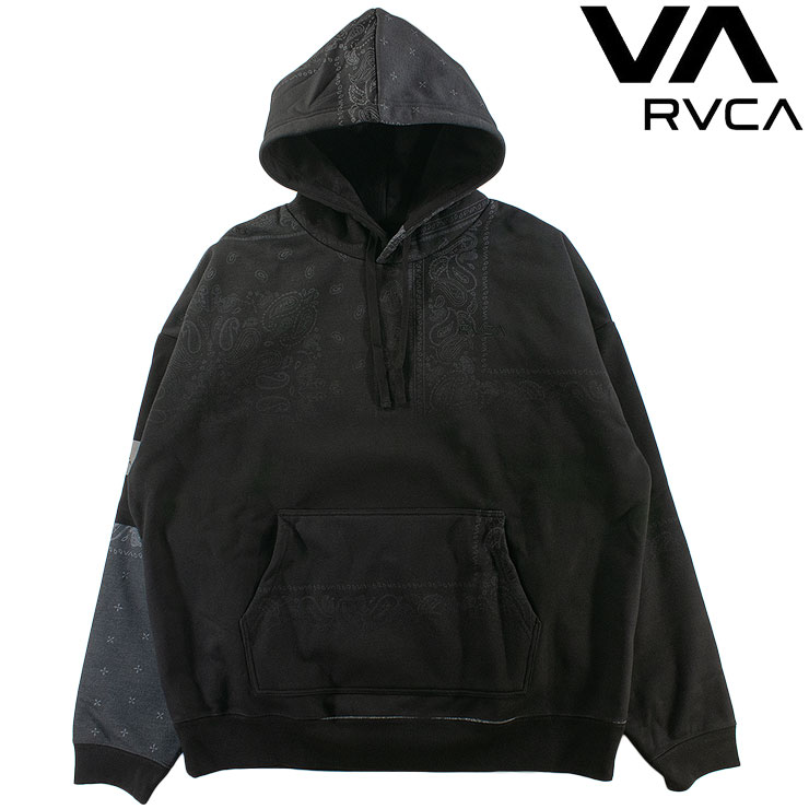RVCA メンズパーカー ルーカ スウェット パッチワーク 長袖 ペイズリー柄 裏起毛 ルーズフィット 撥水 防風 ルカ BF042014