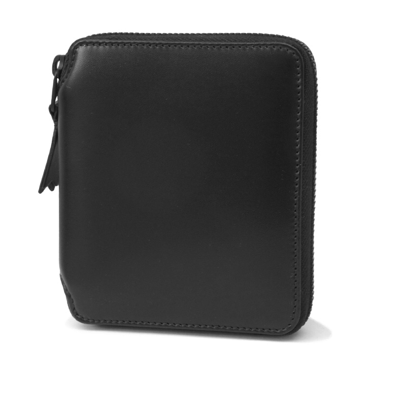 COMME DES GARCONS コムデ給仕 御釣り入れ付き添い人ラウンドチャック二つ折り銭入れ ベリーブラックタイプ SA2100VB VERY BLACK LEATHER LINE