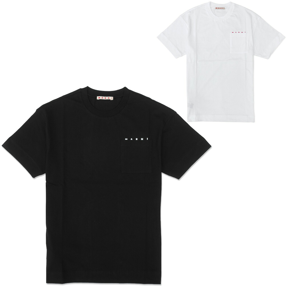 MARNI マルニ キッズ ロゴタイプ半袖プルオーバー 労働者の一団素っ首 MT272U M01415 黒いこと 白いこと レディース うしろ帯 成年者も差しゆるす