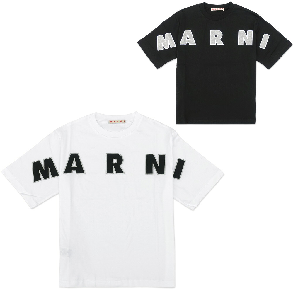 MARNI マルニ キッズ ロゴタイプ半袖ティーシャツ 労働者の一団のど首 MT303F M01733 白いこと 黒いこと レディース お嬢さん 成年者も聞き入れる