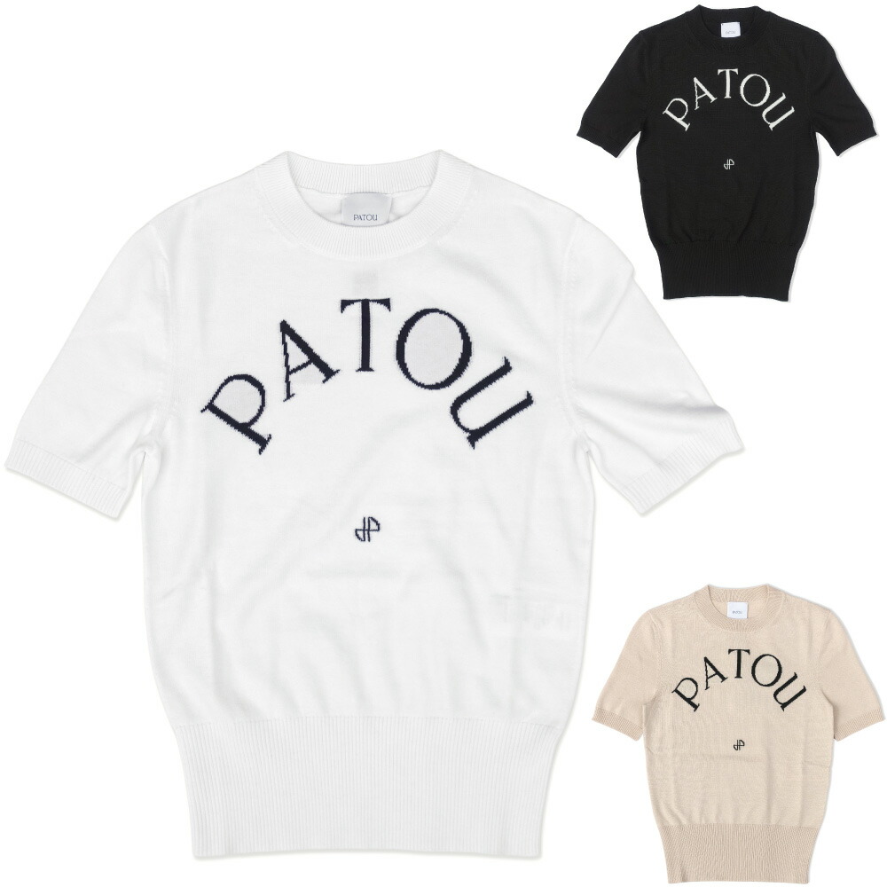 『PATOU』パトゥ (L) フロントロゴプリントTシャツ PATOU (パトゥ) コットン ロゴプリント クルーネック 半袖 T
