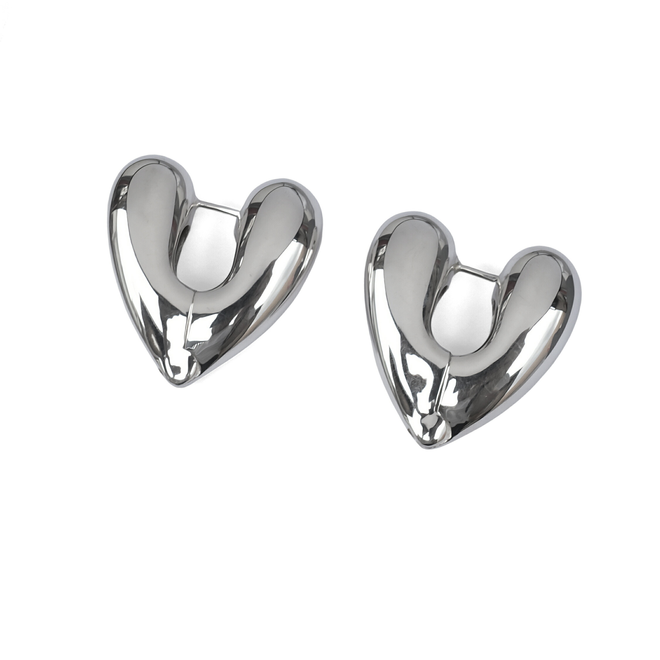 ANNIKA INEZ ハート型シルバーピアス（ラージサイズ ）片耳 ANNIKA INEZ】HEART HOOPS ラージピアス（シルバー） | goldand