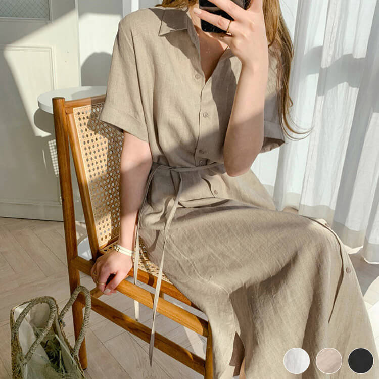 楽天市場】シャツワンピース 半袖 レディース ワンピース シャツ