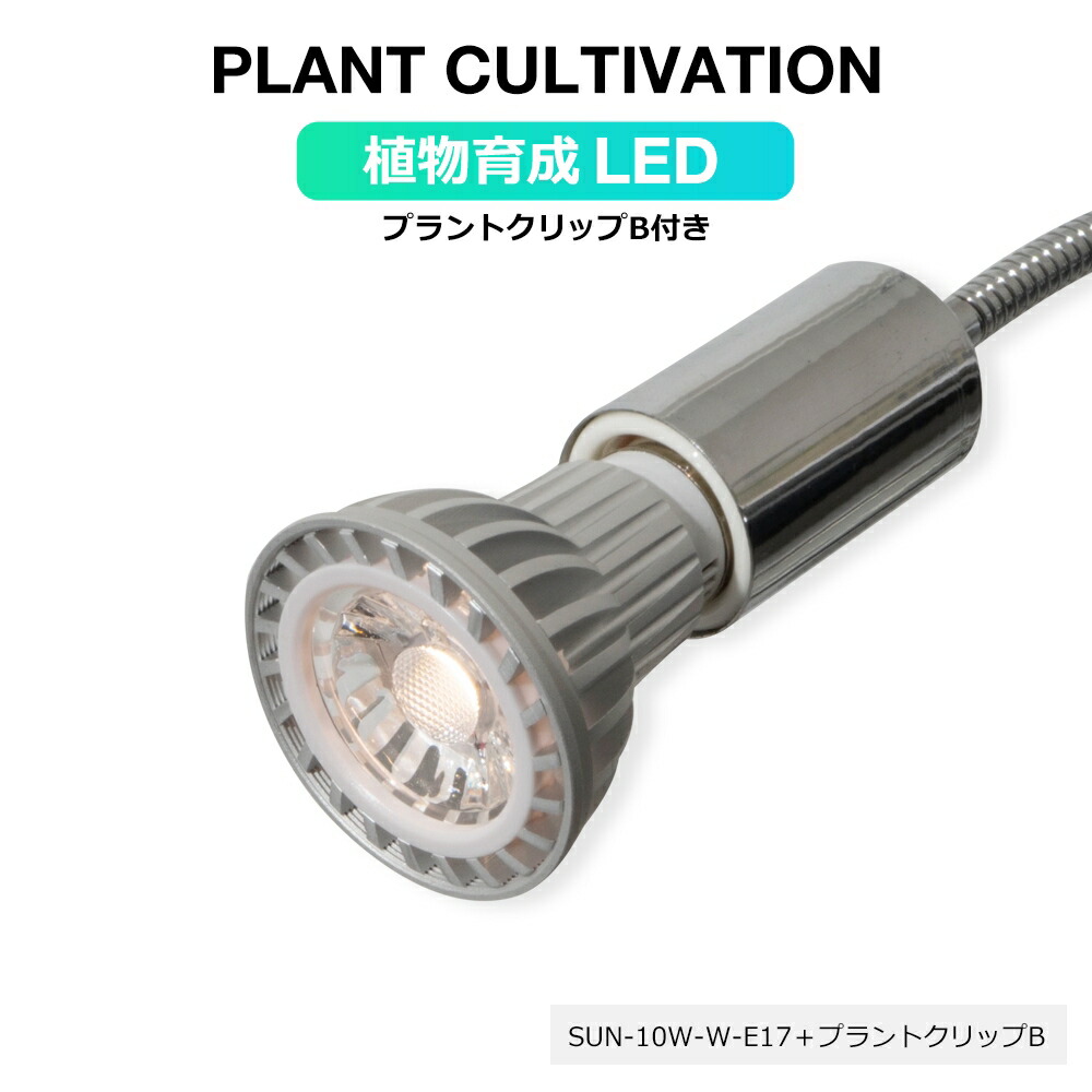 楽天市場 植物育成led Sun 10w 白色電球 口径e17 プラントクリップb Plantlight10w 観葉植物 植物栽培ライト 照明器具付き Shopbarrel