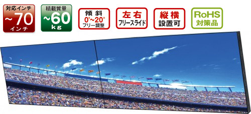 【純然たる品・新品】オーロラ FHW-30M2 ~70in見せびらかす相応う横2面据え付ける壁面ハンガー※年月日任ずる不可