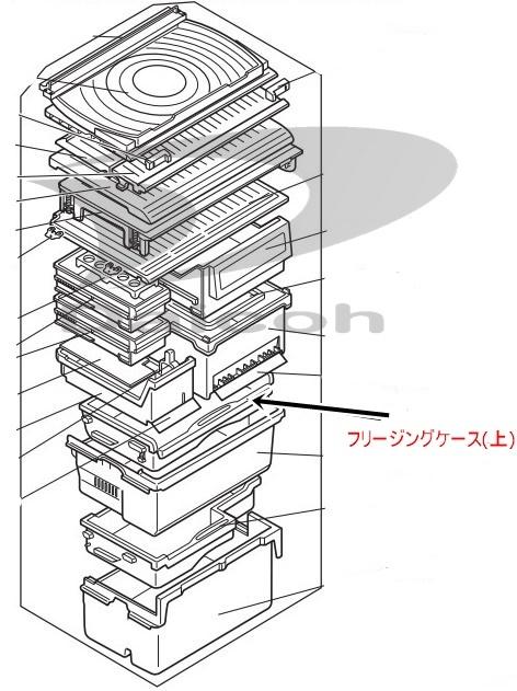 三菱 M20TY7414 冷蔵庫【MR-E47S/MR-R44A-F/MR-R47T/MR-R47W/MR-R47X/MR-R47Y/MR-R47Z/MR-RX47T】用フリージングケース(上)画像