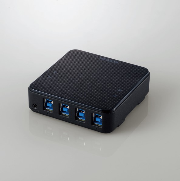 【純正品・新品】ELECOM-U3SW-T4　USB切替器/PC側4ポート/接続機器4ポート/ブラック ※日時指定不可