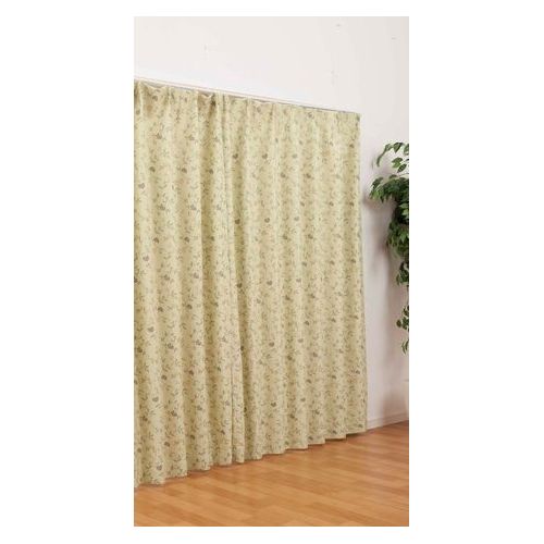 遮光プリントカーテン 2枚入 グリーン 100×200cm DCM