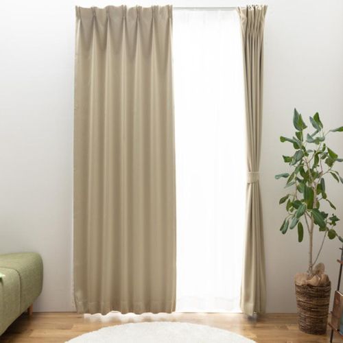 ドレープ+レースカーテンセット ブリンク 4枚入 ベージュ ドレ―プ…幅100×丈135cm／レース…幅100×丈133cm ユニベール