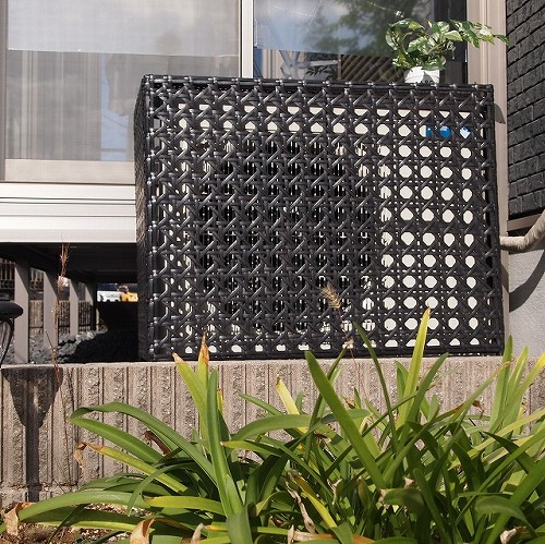 ラタン調 室外機カバー ONGS0081RADBR ダークブラウン W845×D370×H760mm B.Bファニシング