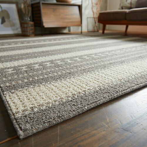 上質なウールラグ カパ ラグ カーペット 防炎 防ダニ 床暖対応 グレー 190X190cm スミノエ ラグ カーペット 防炎 防ダニ 床暖対応