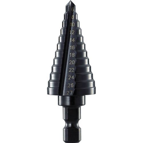 ステップドリル 2枚刃黒染め表面処理 NMS27 6-27mm 段数12 ＴＲＵＳＣＯ